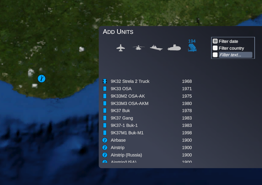 The Add Units panel, filtered to ground units