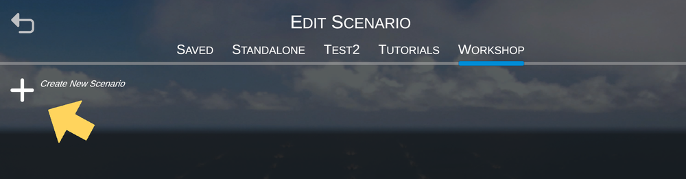The Create New Scenario entry under the Workshop tab