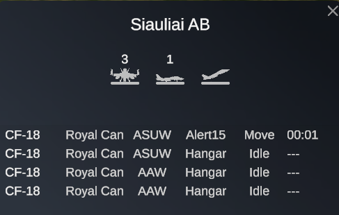 The Flight Operations window with one row per aircraft