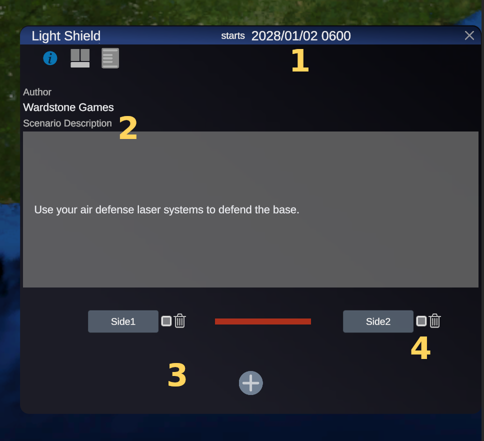 The information page of the scenario information window