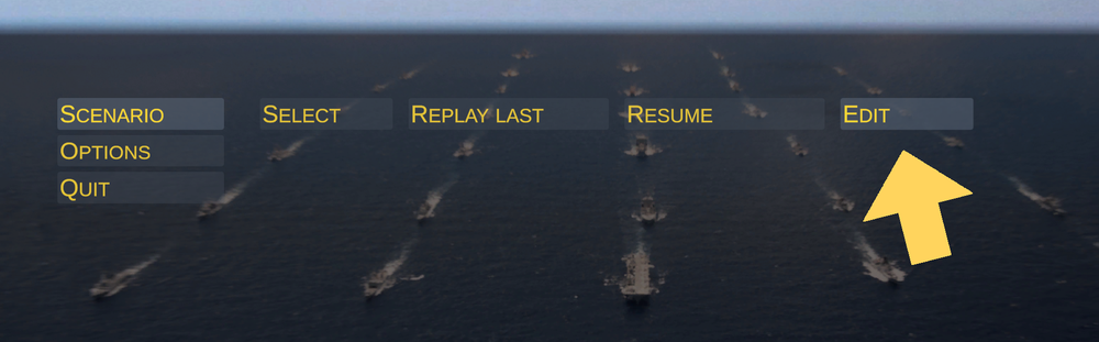 The start menu, with Edit in the Scenario group