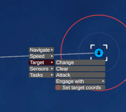 The Target submenu on a platform